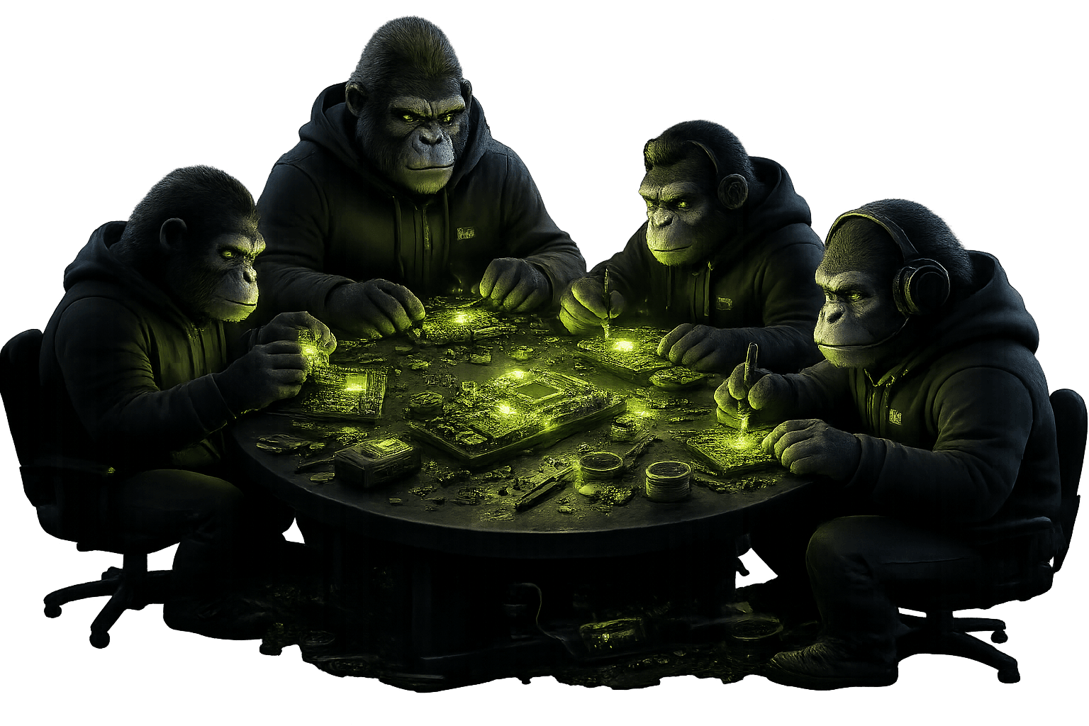 AI Monkeys working together